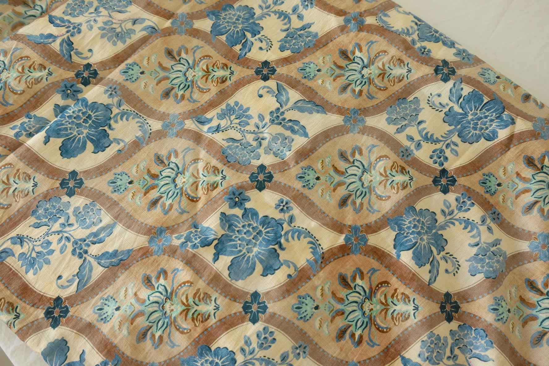 Vintage Tile Floral Tencel Cotton Blend Printed Fabric – 3.3 yd