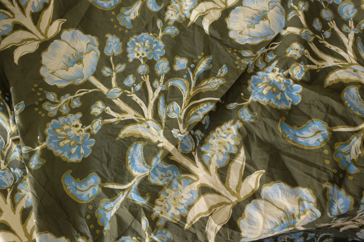 Vintage Blue Poppies Cotton Poplin – 3.3 yd