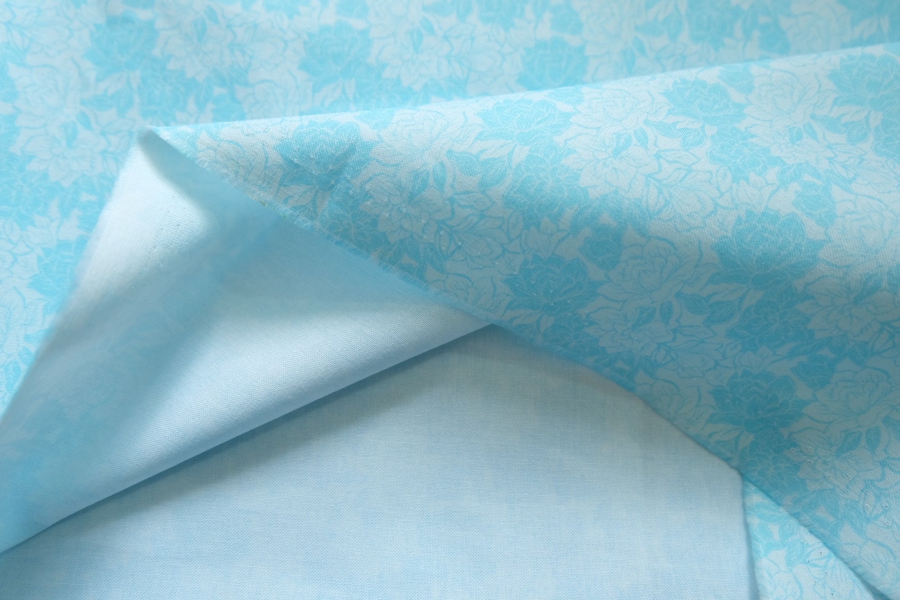 Soft Blue Floral Cotton, 3.3 Yards
