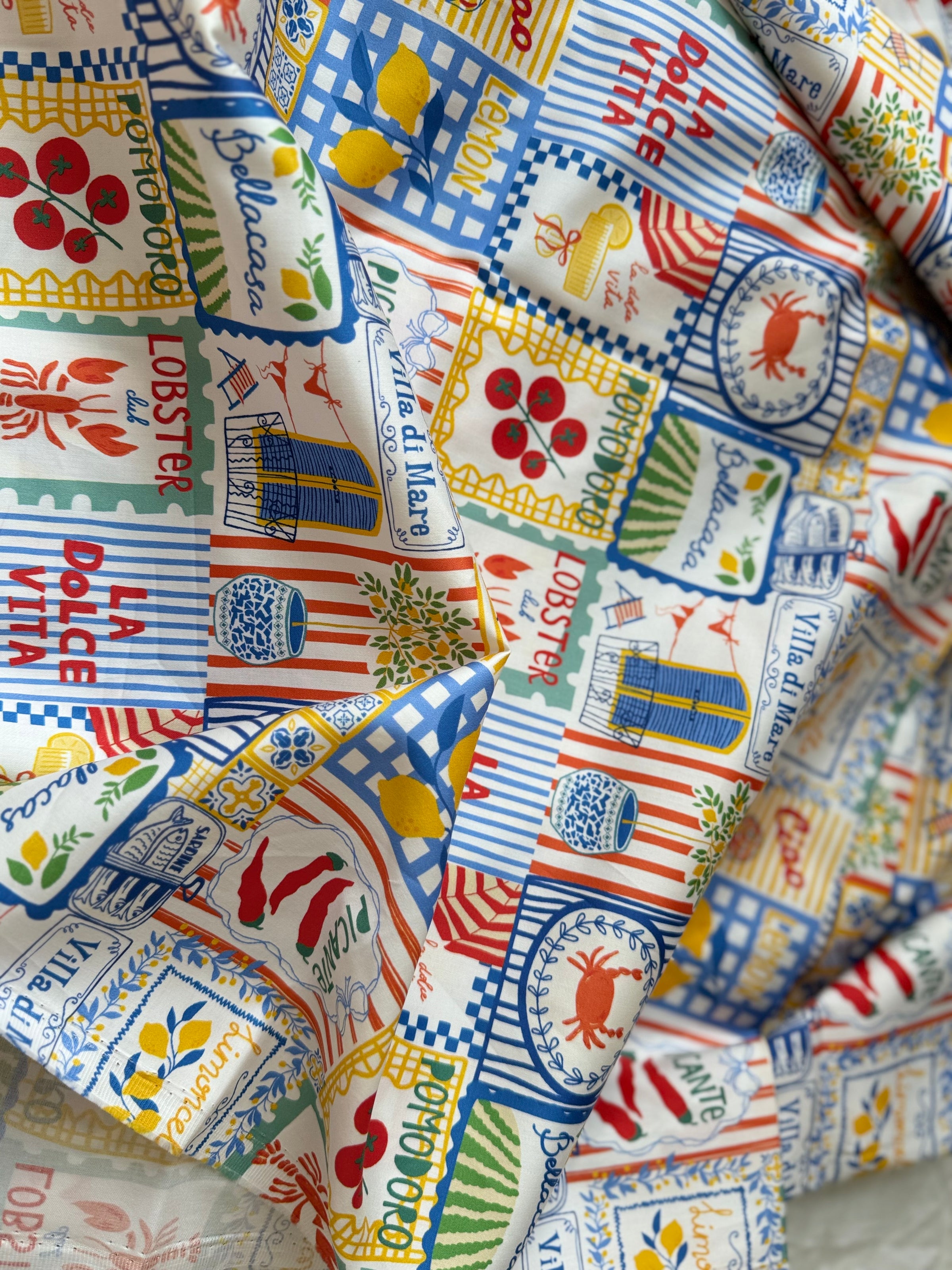 Mediterranean Market Crisp Cotton Sateen Fabric — 2.75