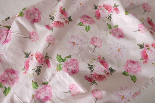 Pink Rose Garden Cotton Poplin Fabric – 3.3 yd