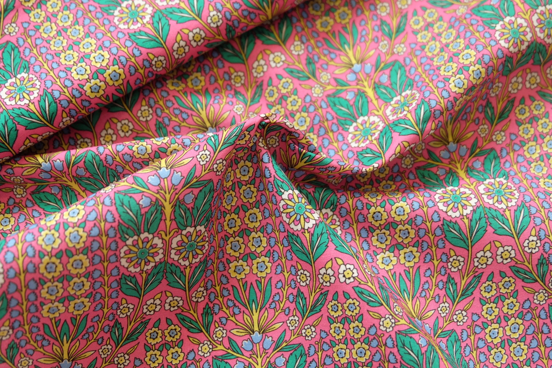 Ornamental Floral Cotton, Pink Ground, 2.2 Yards