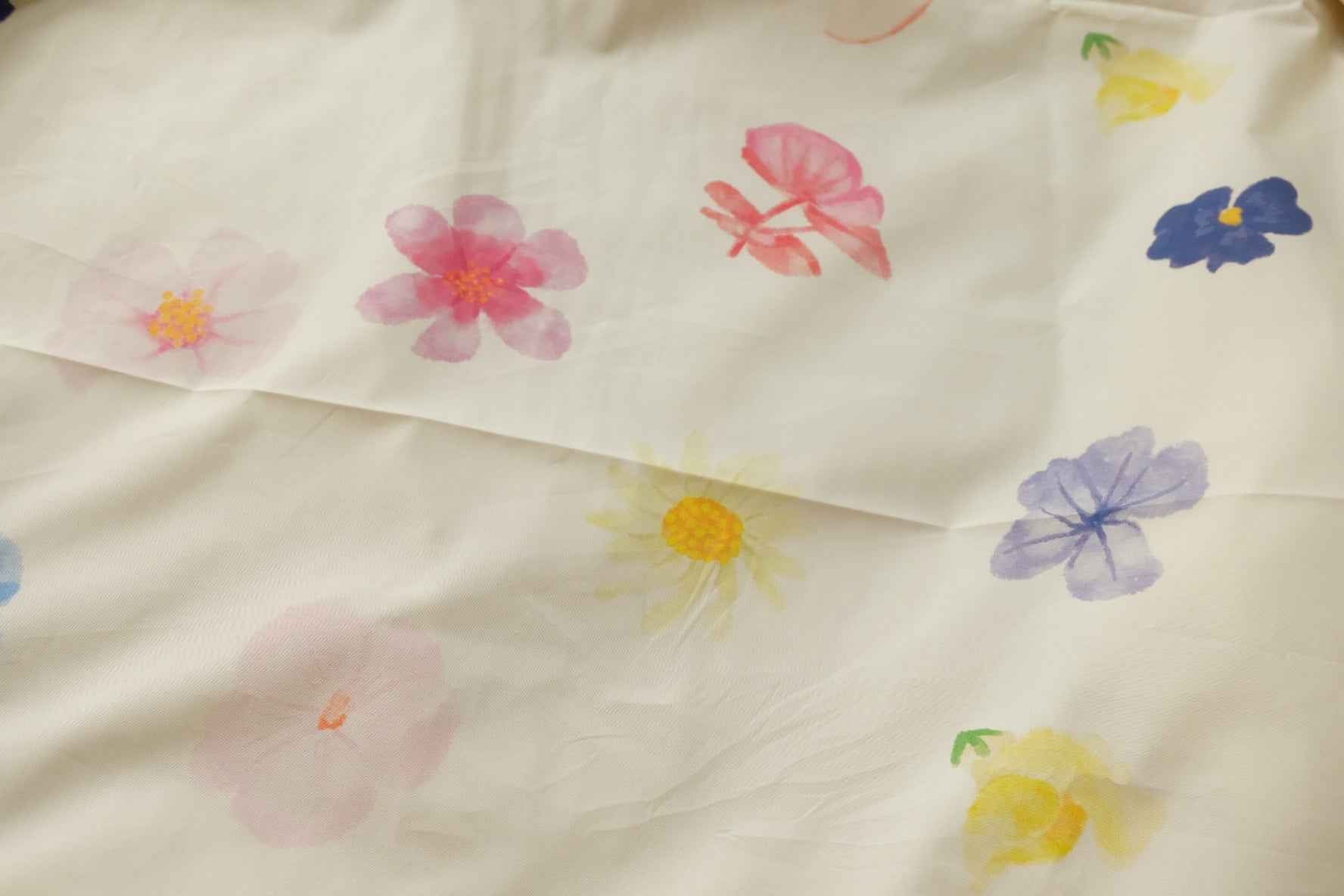 High-Density Cotton Poplin Fabric, Smooth Crisp with Painterly Floral Print, 2.19 Yards