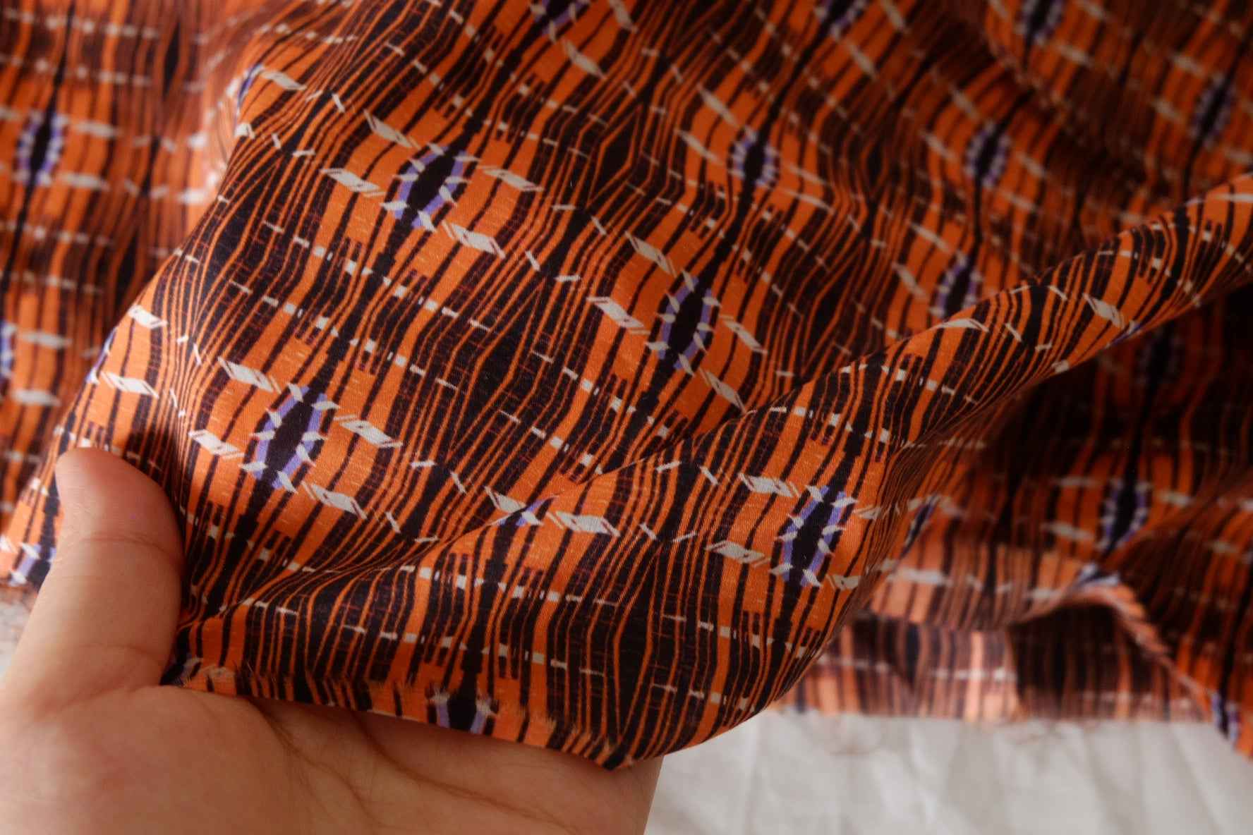 Rust Geometric Lightweight Cotton Fabric – 3.3 yd
