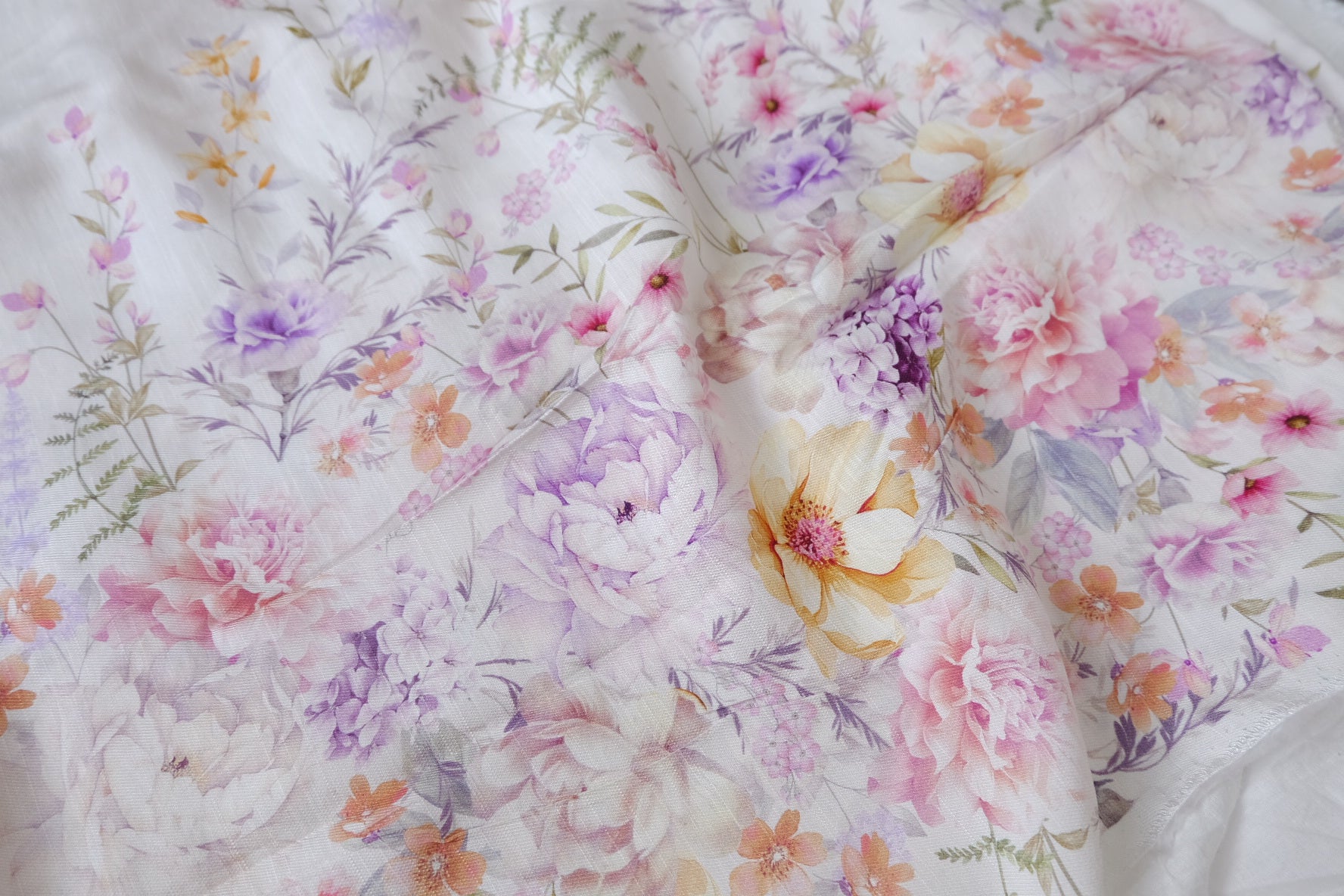 Double-Border Floral Tencel Linen Blend 3.8 Yards