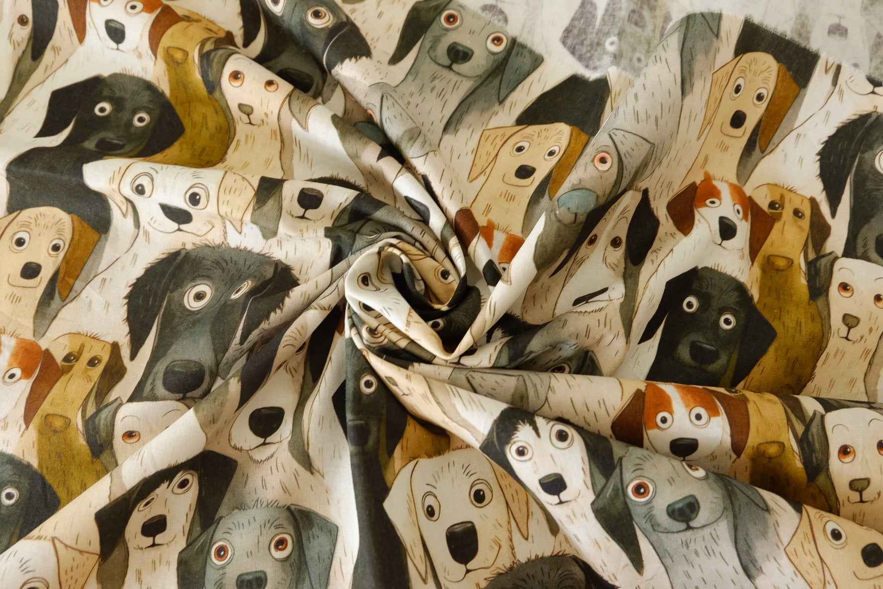 Dog Portrait Cotton Fabric – 2.2 yd
