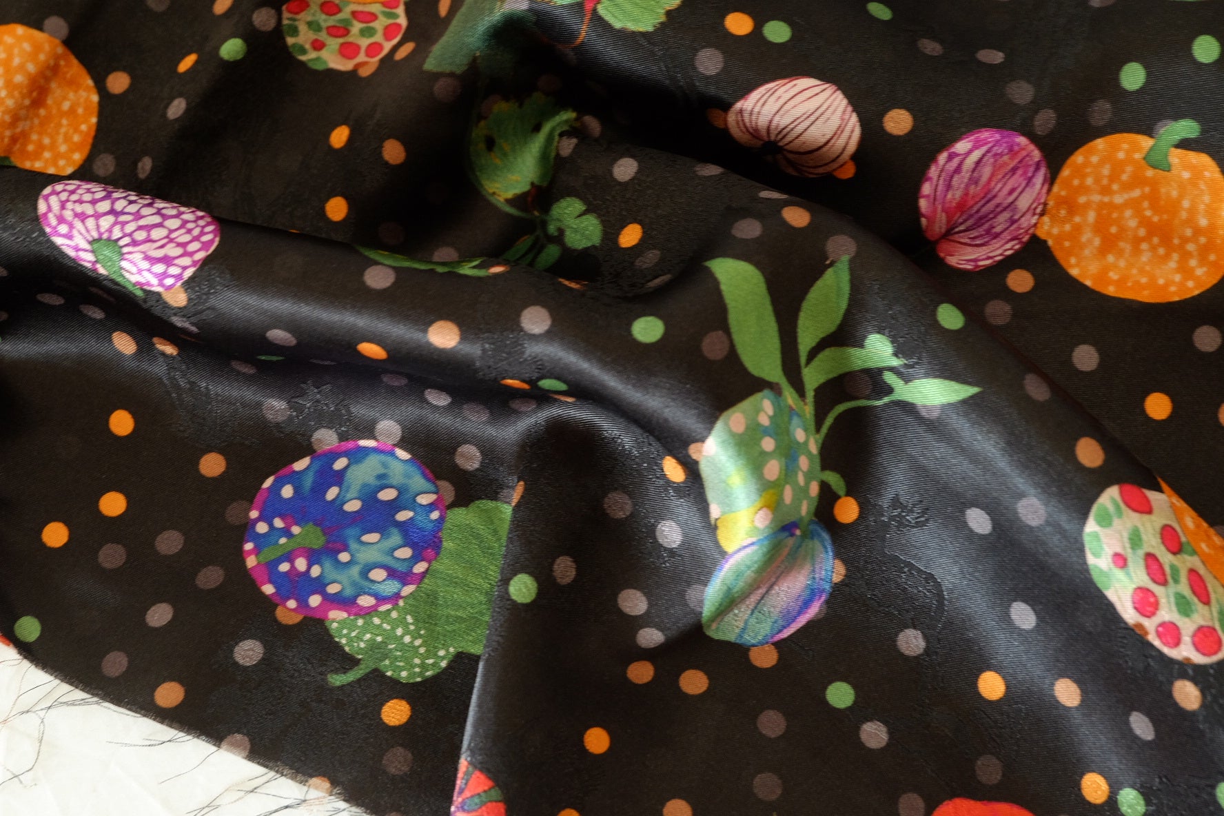 Silky Rayon Jacquard Fabric – Midnight Garden Floral Print – 1.6 yd