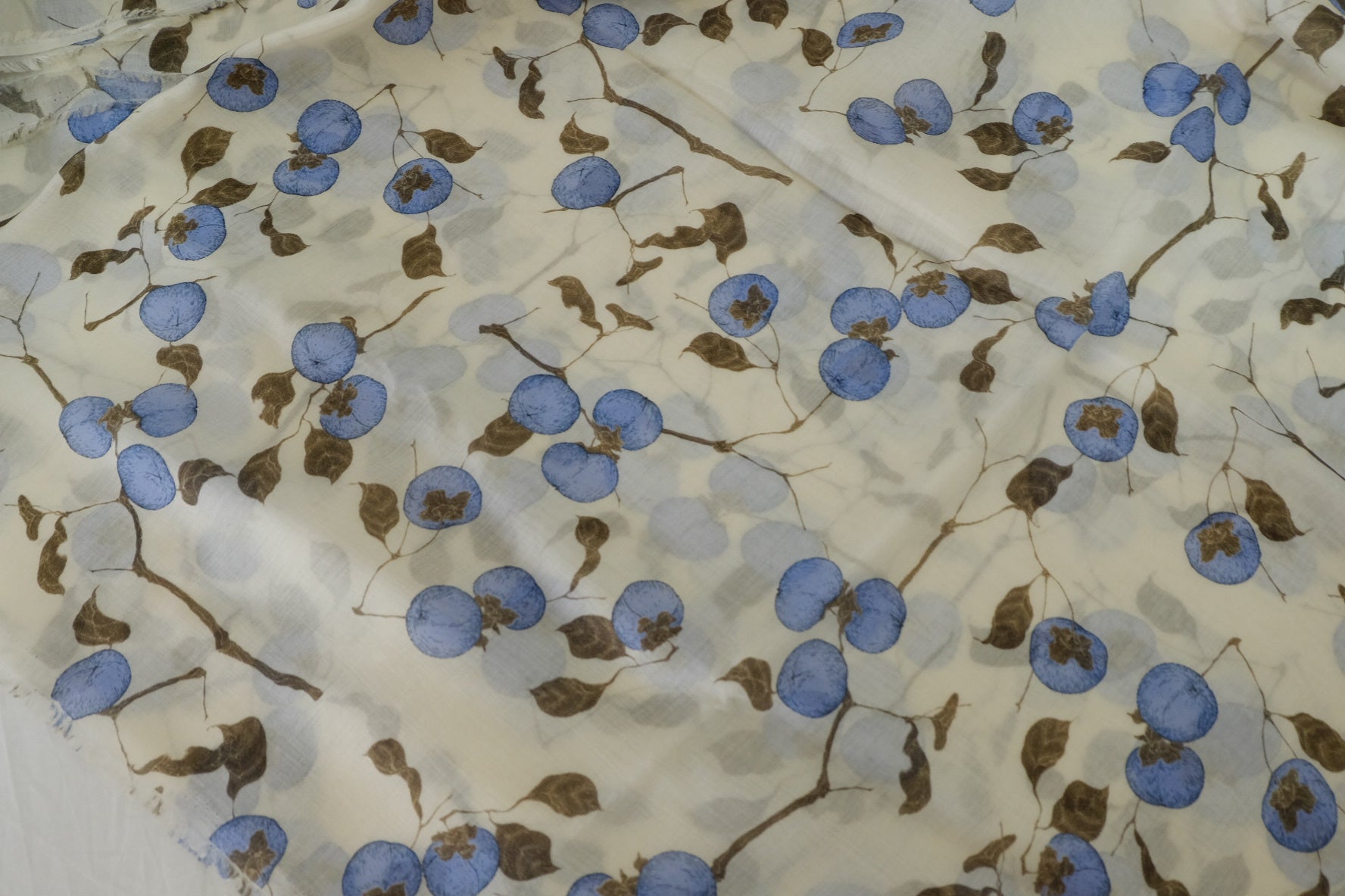 Blue Botanical Tencel Linen Blend Fabric – 2.2 yd