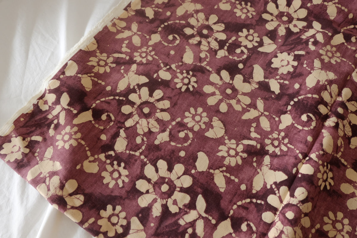 Batik Plum Floral Fine Cotton – 2.2 yd