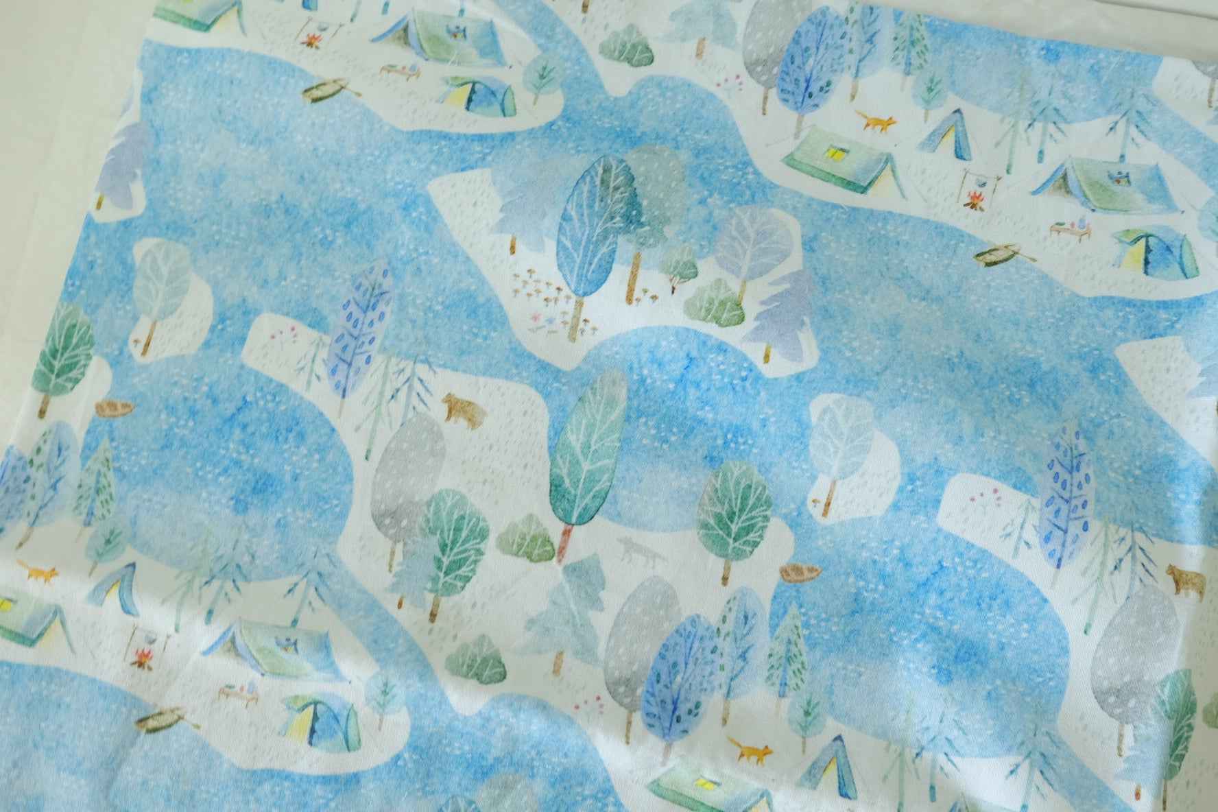 Blue Forest Camping Cotton Canvas Fabric – 0.9 yd