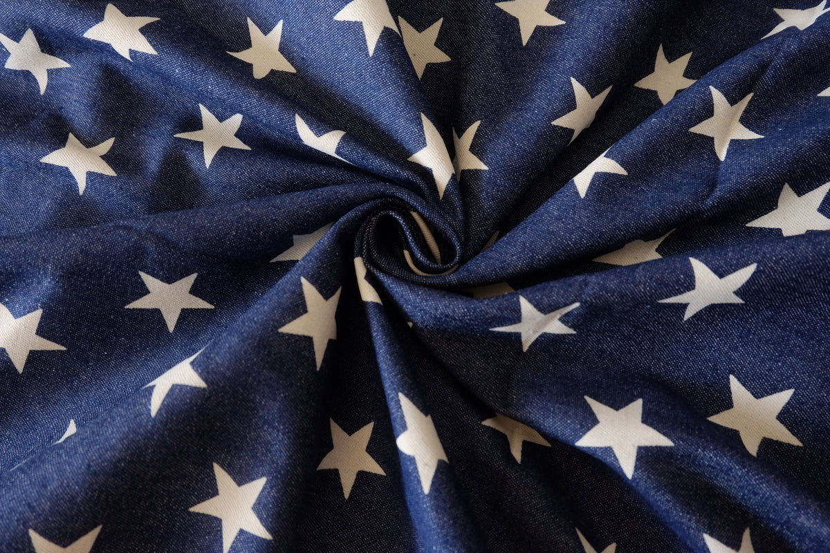 Starlit Indigo – Star Print Cotton Denim – 2.19 yd