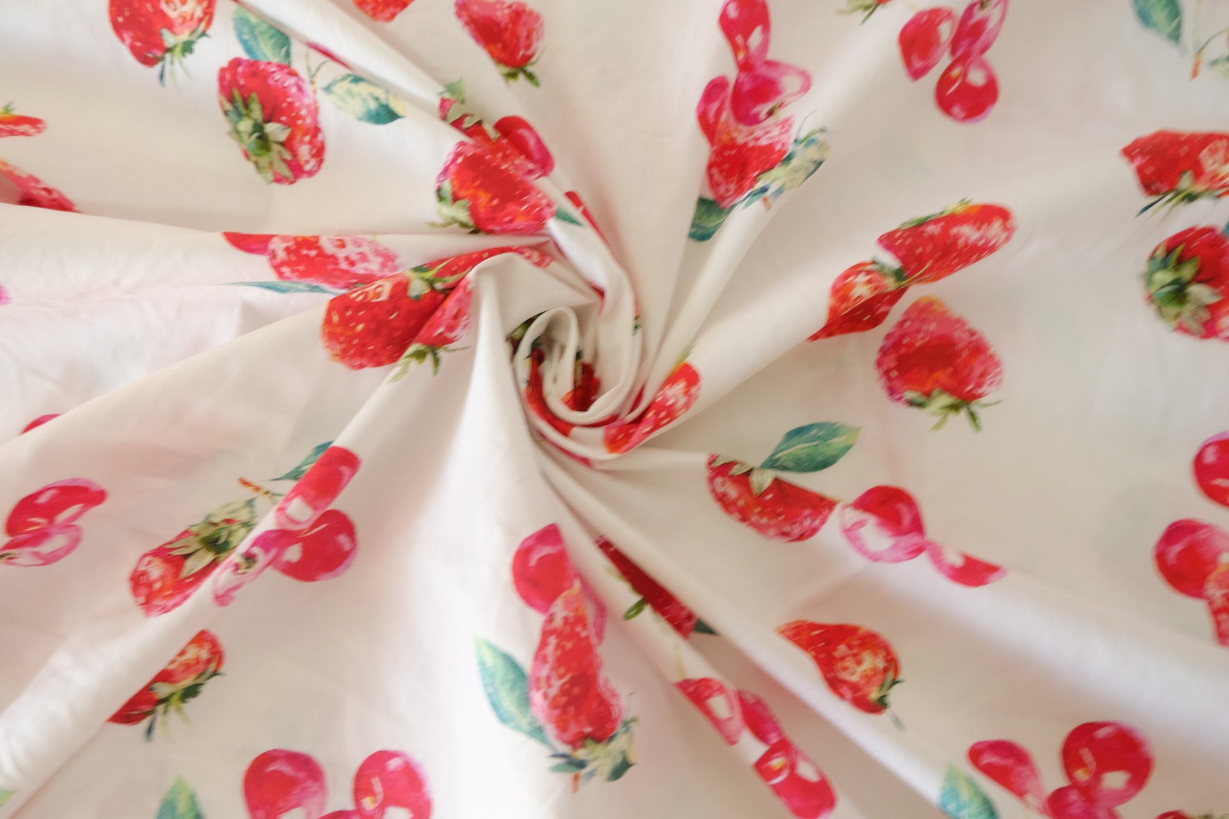 Strawberry Cherry Cotton Poplin Fabric – 2.8 yd