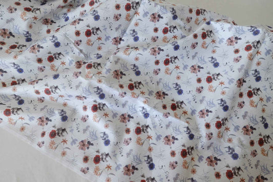 Painterly Floral Cotton Sateen Fabric – 2.2 yd