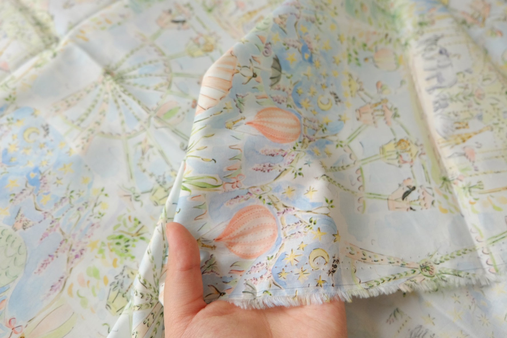 Dreamy Fairground Print Cotton Poplin Fabric 2.2 Yards