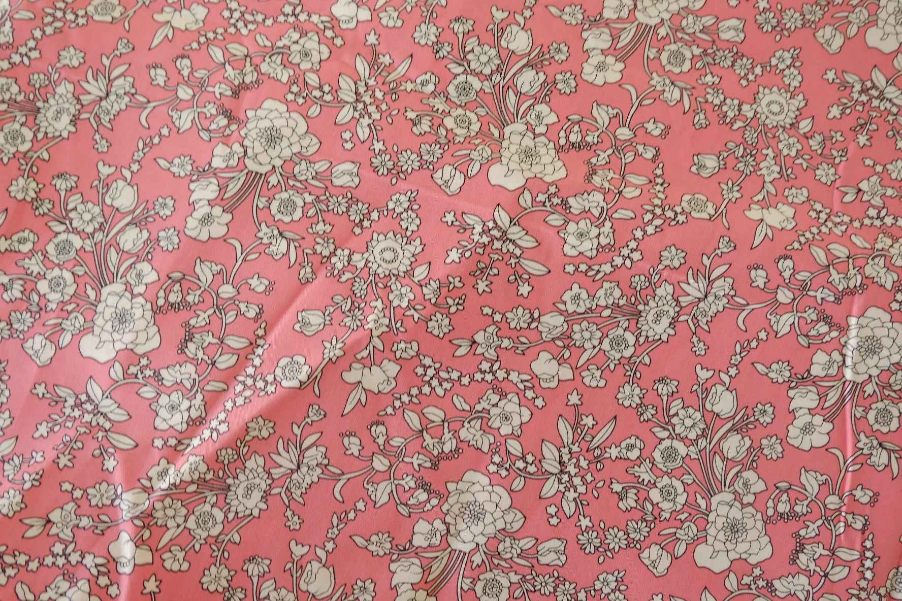 Pink Vintage Floral Cotton Poplin Fabric – 3.9 yd