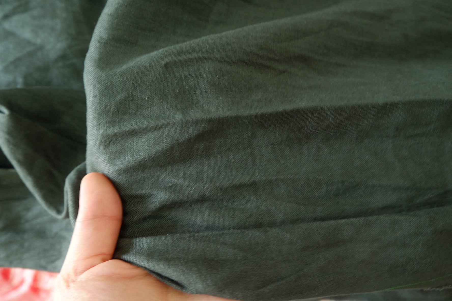 Dark Forest Green 14s Pure Linen Fabric – 1.9 yd