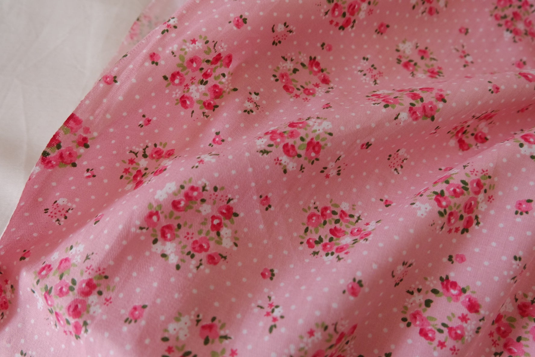 Pink Vintage Floral Cotton Poplin Fabric – 3.3 yd