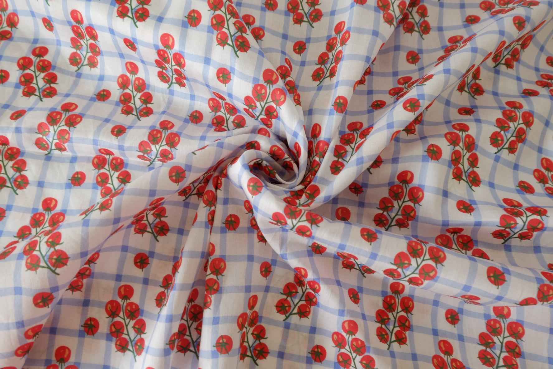 Tomato Check 80s Cotton Sateen Fabric – 2.2 yd