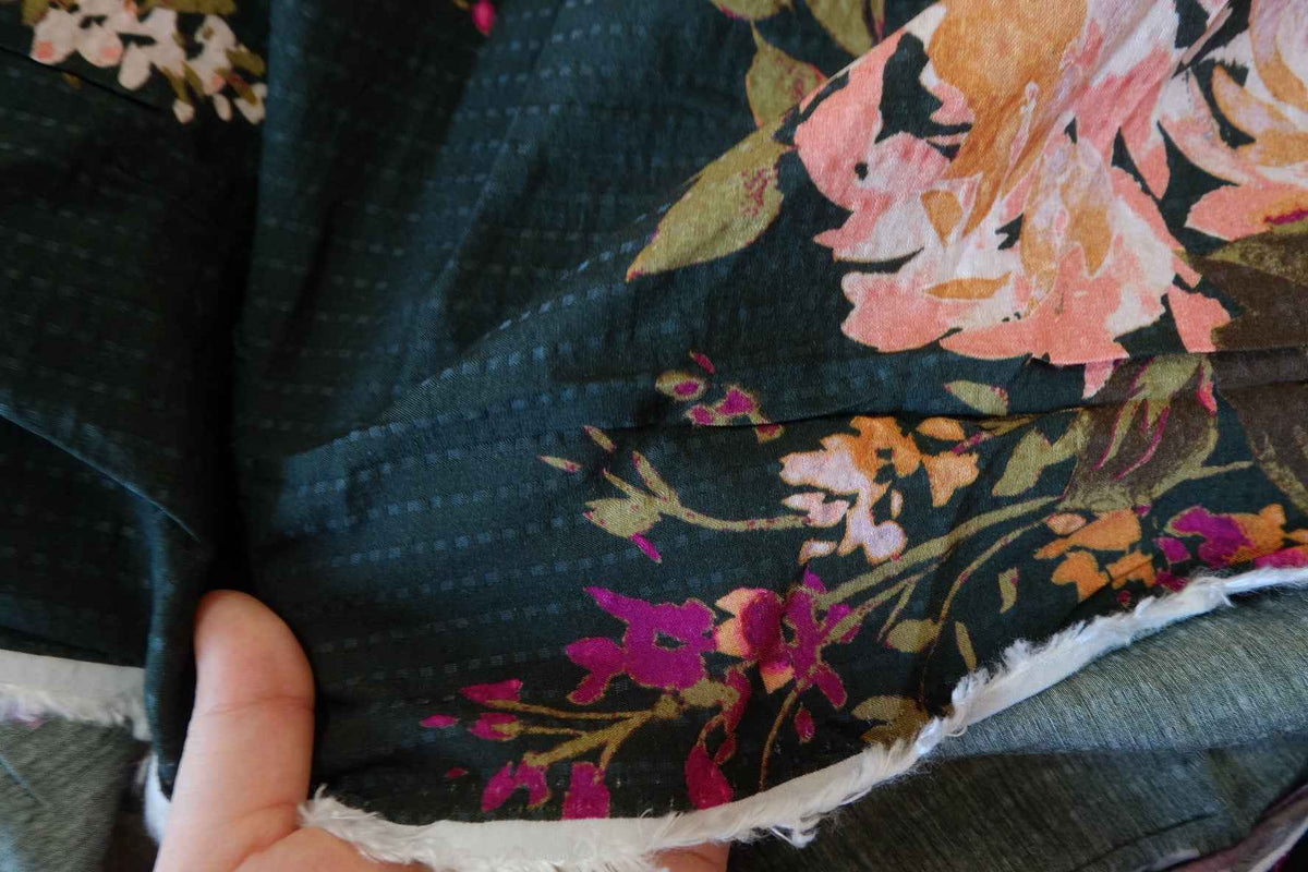 Midnight Rose Garden Tencel Cotton Blend – 4.27 yd