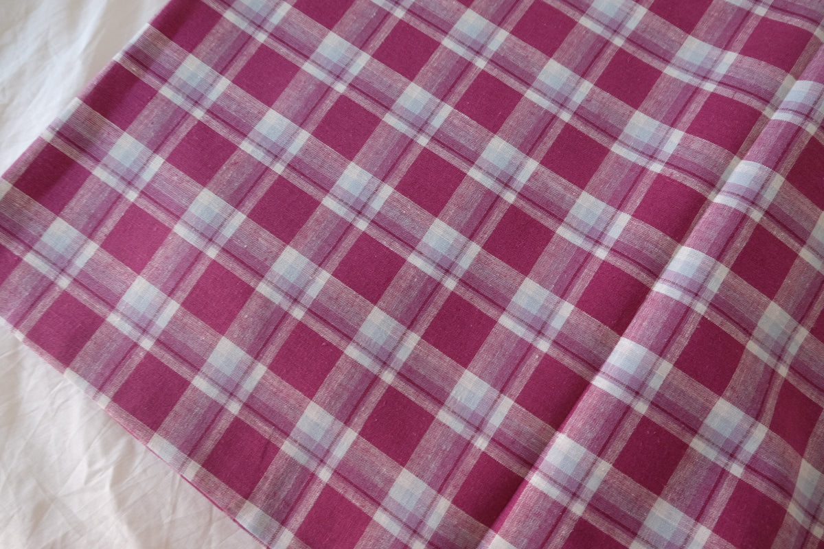 Raspberry Sorbet Yarn-Dyed Linen Cotton Plaid – 2.2 yd