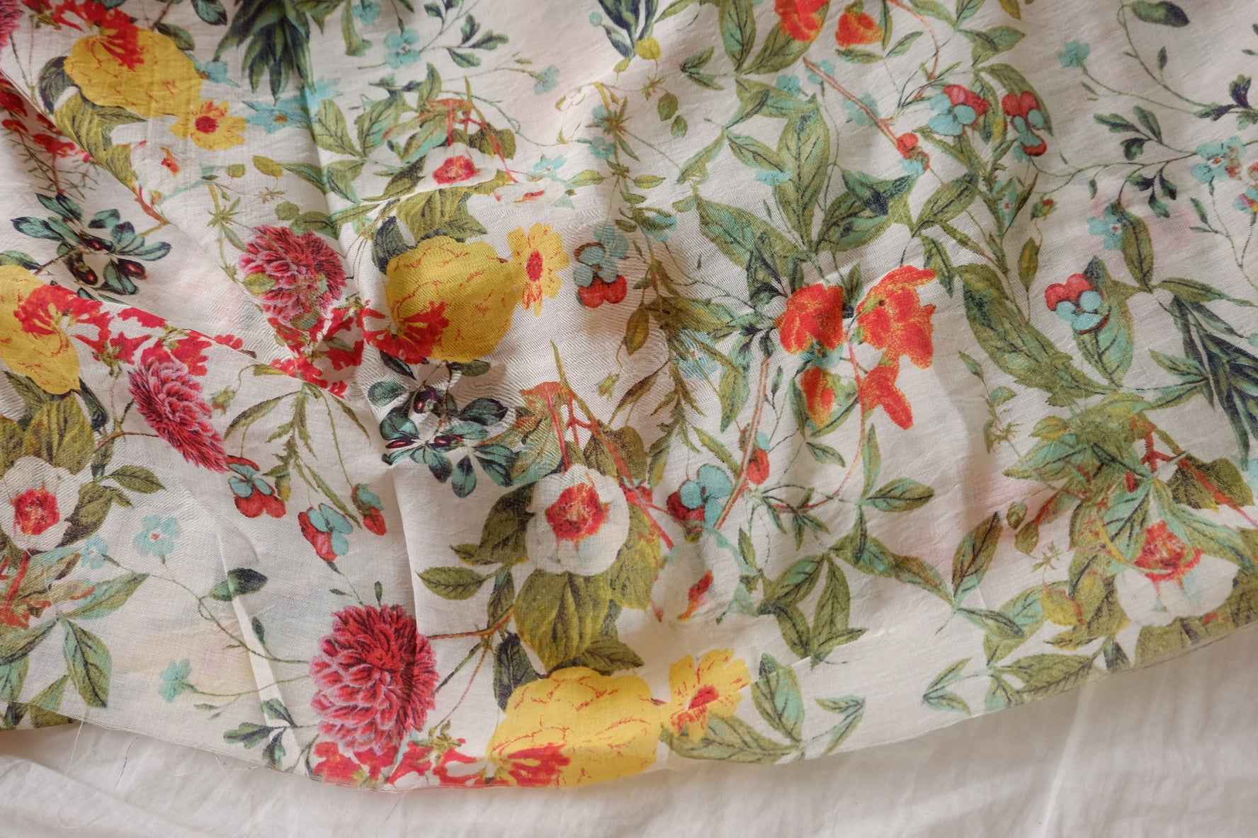 Sheer Watercolor Floral Tencel-Cotton Fabric - 3.28 yd