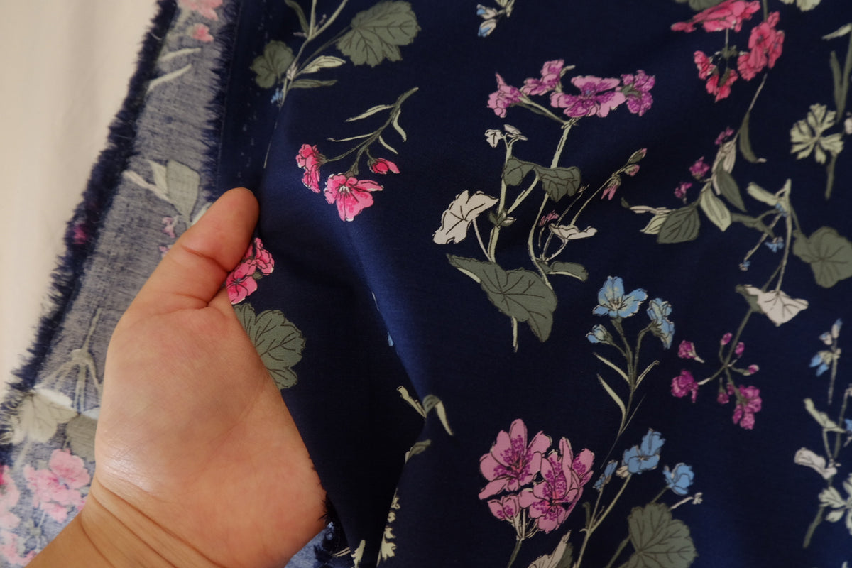 Midnight Wildflowers – Premium Cotton Poplin Fabric | 3.3 Yards