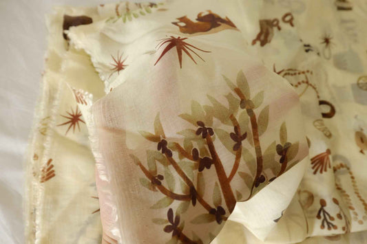 Whimsical Objects Print Tencel Ramie Fabric – 3.3 yd
