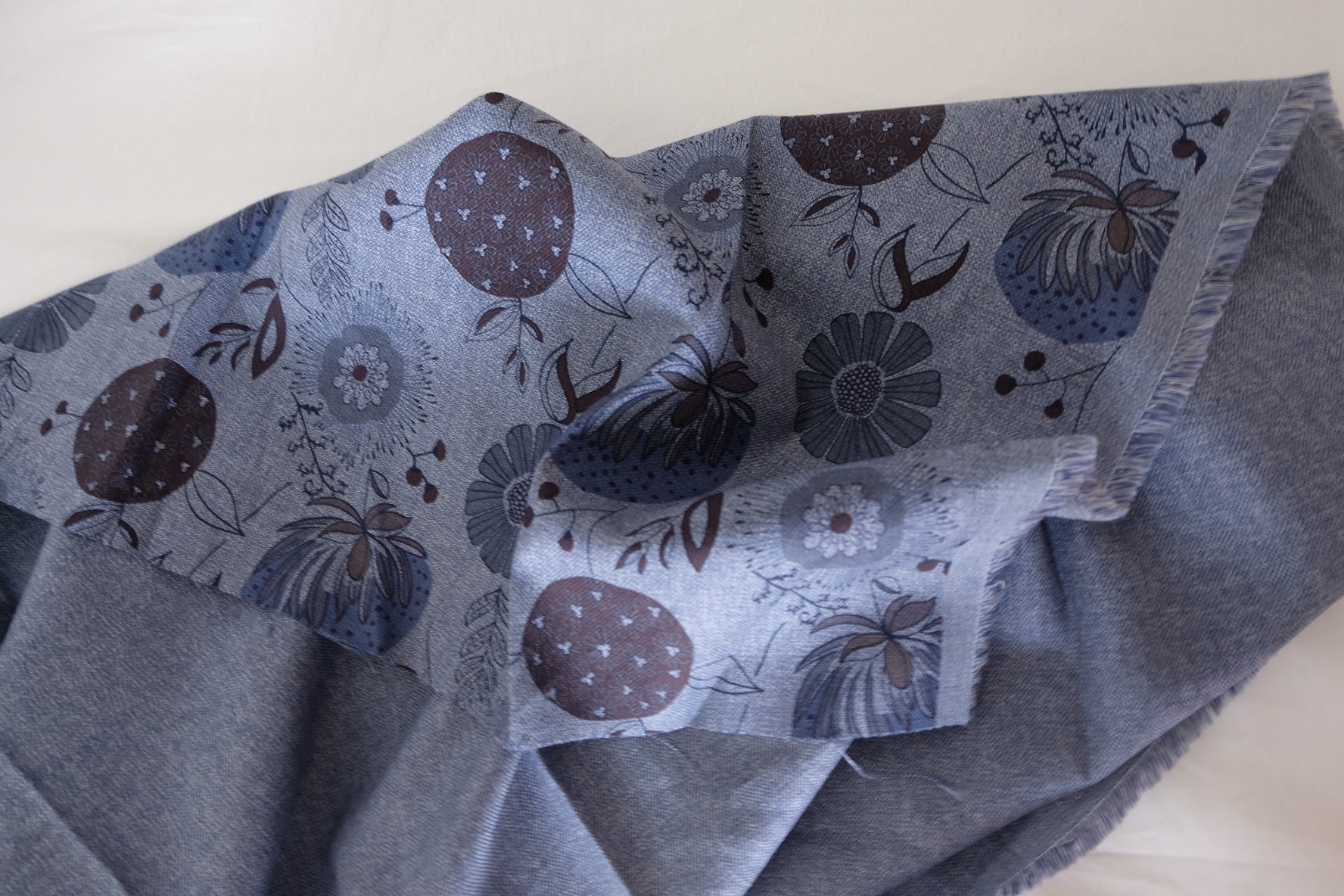 Soft Cotton Linen Floral Berry Print Fabric  – 1.6 yd Cut