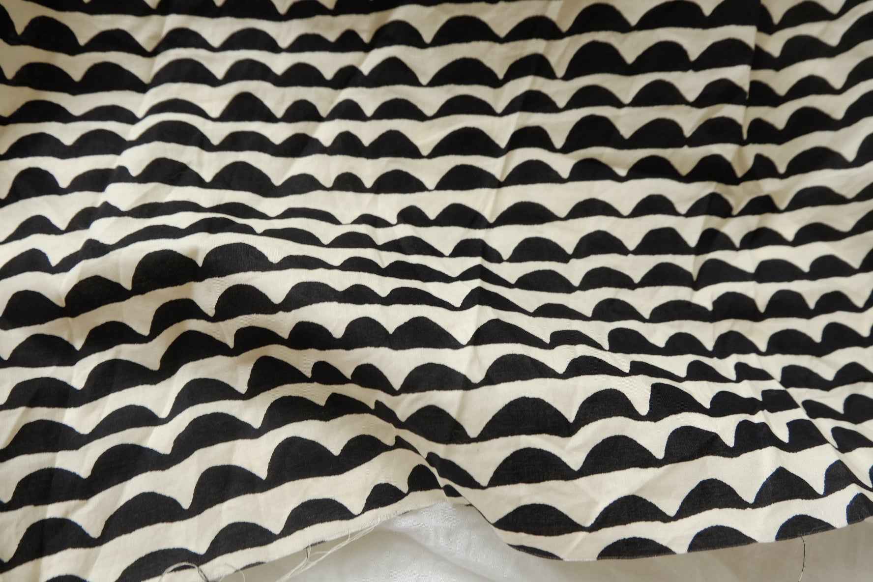 Black Wave Print Textured Cotton Poplin — 2.19 yd Piece