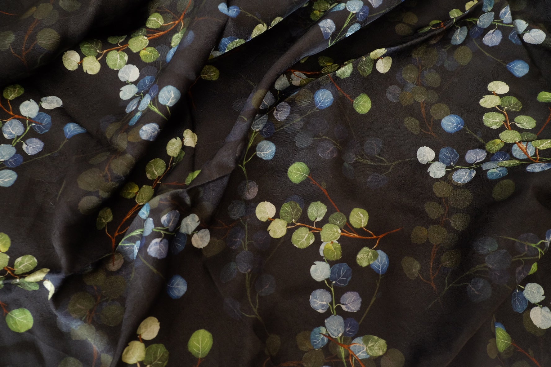 Dark Botanical Jacquard Rayon Fabric – 2.2 yd