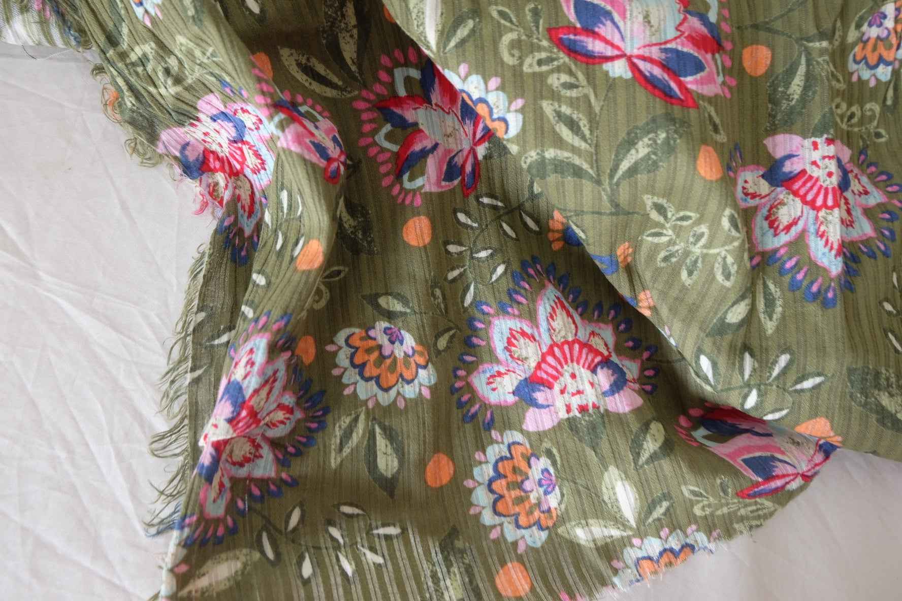 Textured Stripe Cotton Linen Floral Fabric -3.3 yd