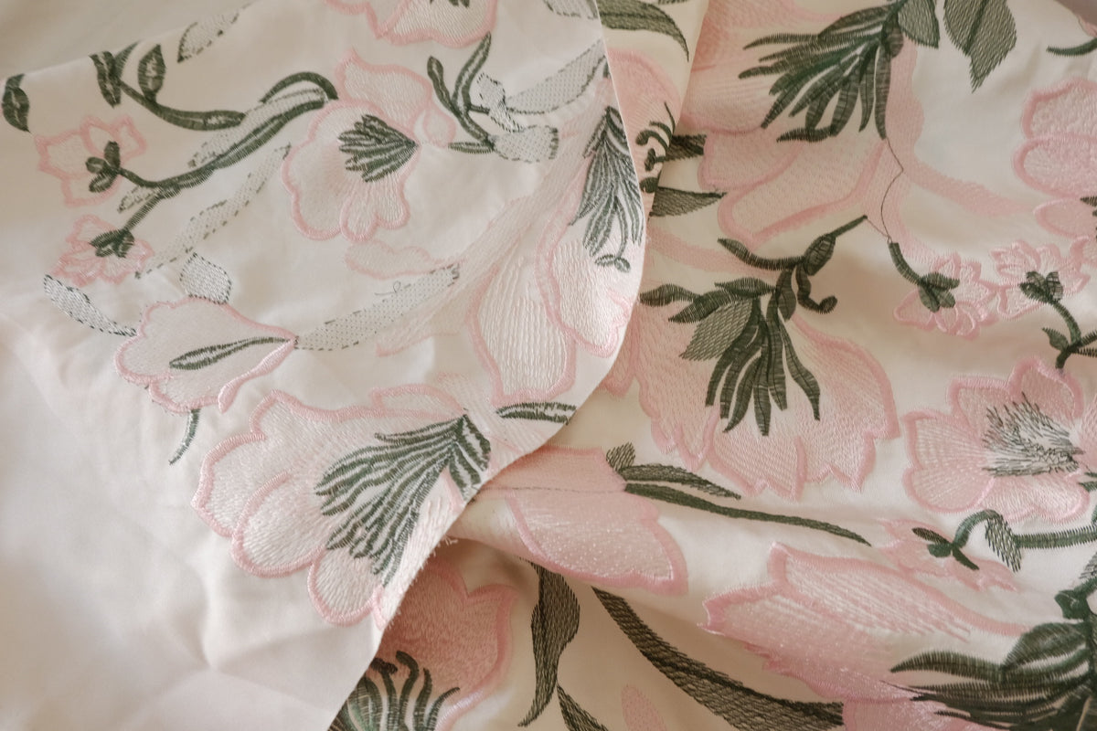 Blush Floral Embroidered Satin – 2.2 yd