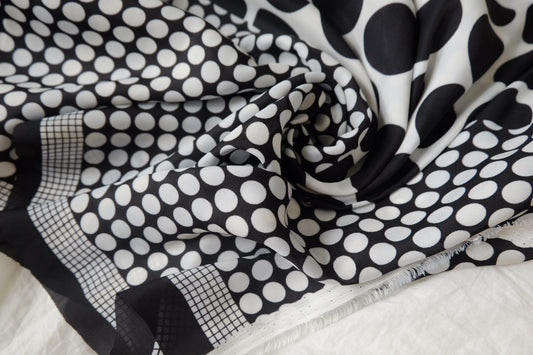 Black & White Polka Dot Polyester Fabric, 2.19 Yards