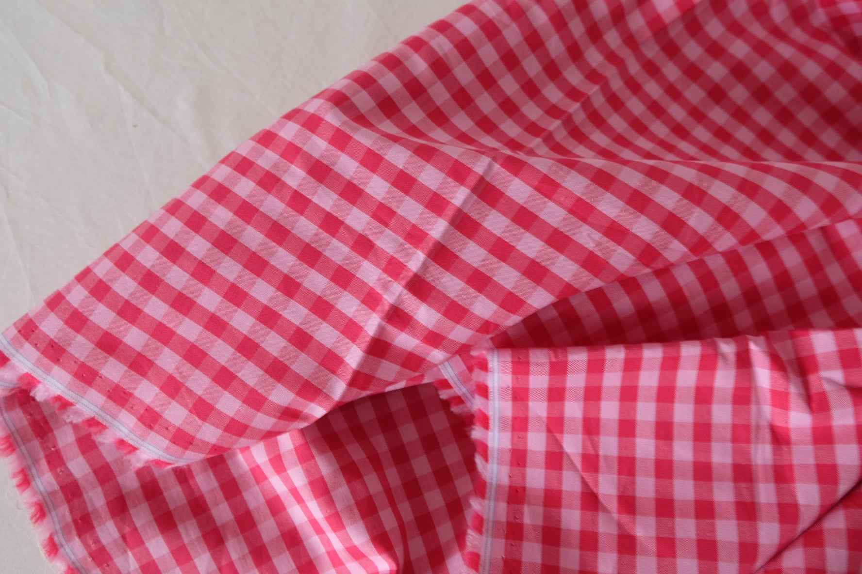Pink Gingham Cotton Fabric – 2.2 yd