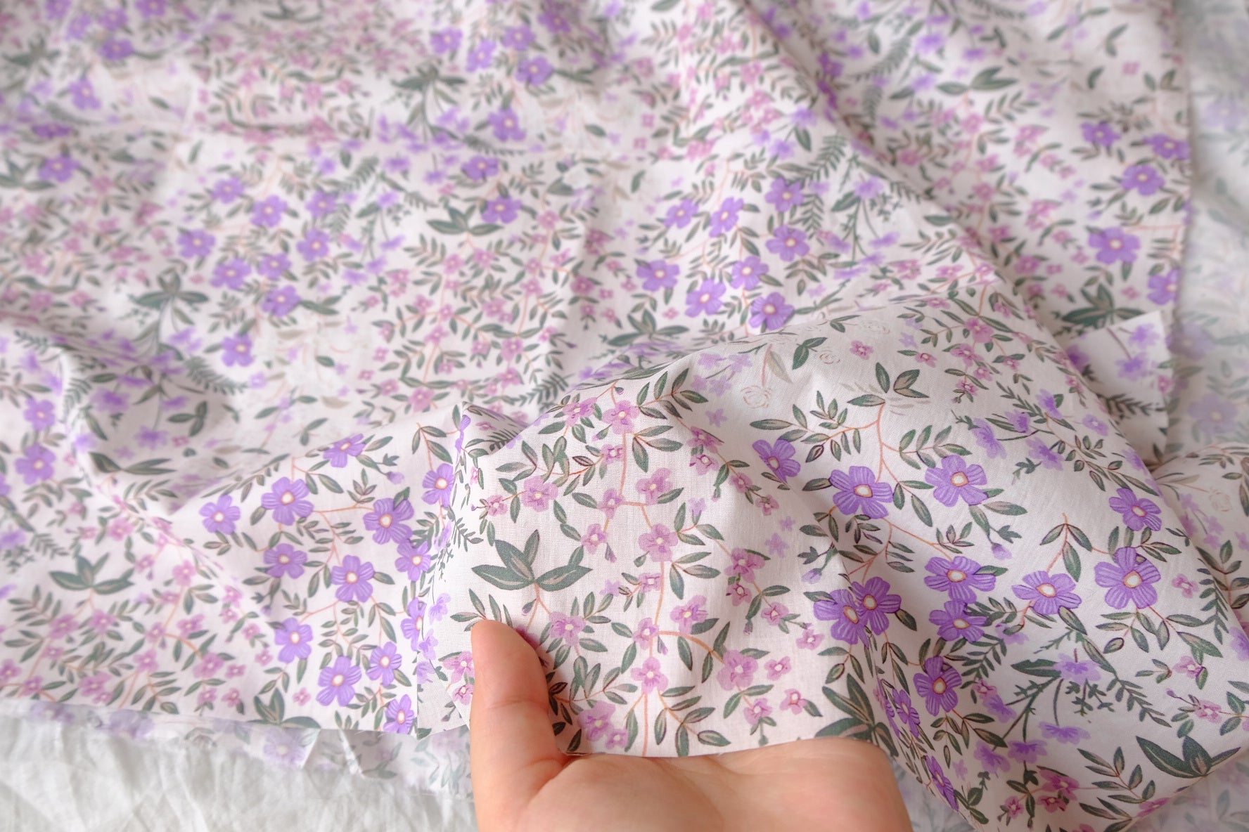 Lilac Meadow Floral Cotton Poplin, 2.19 Yards