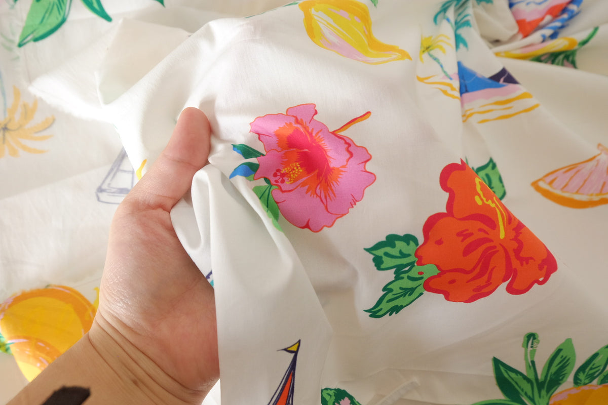 Tropical Holiday Cotton Poplin Remnant – 1.4 yd