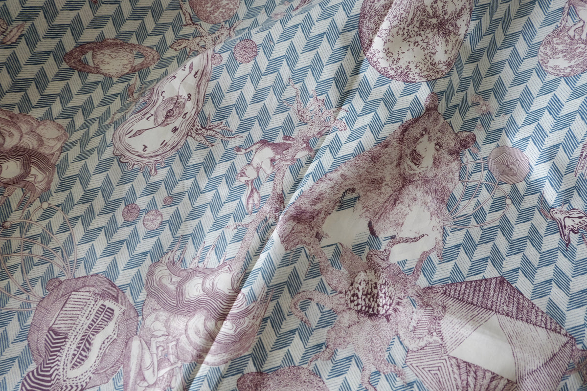 The Cabinet of Curiosities – Surreal Illustrated Cotton Lawn – 2.2 yd