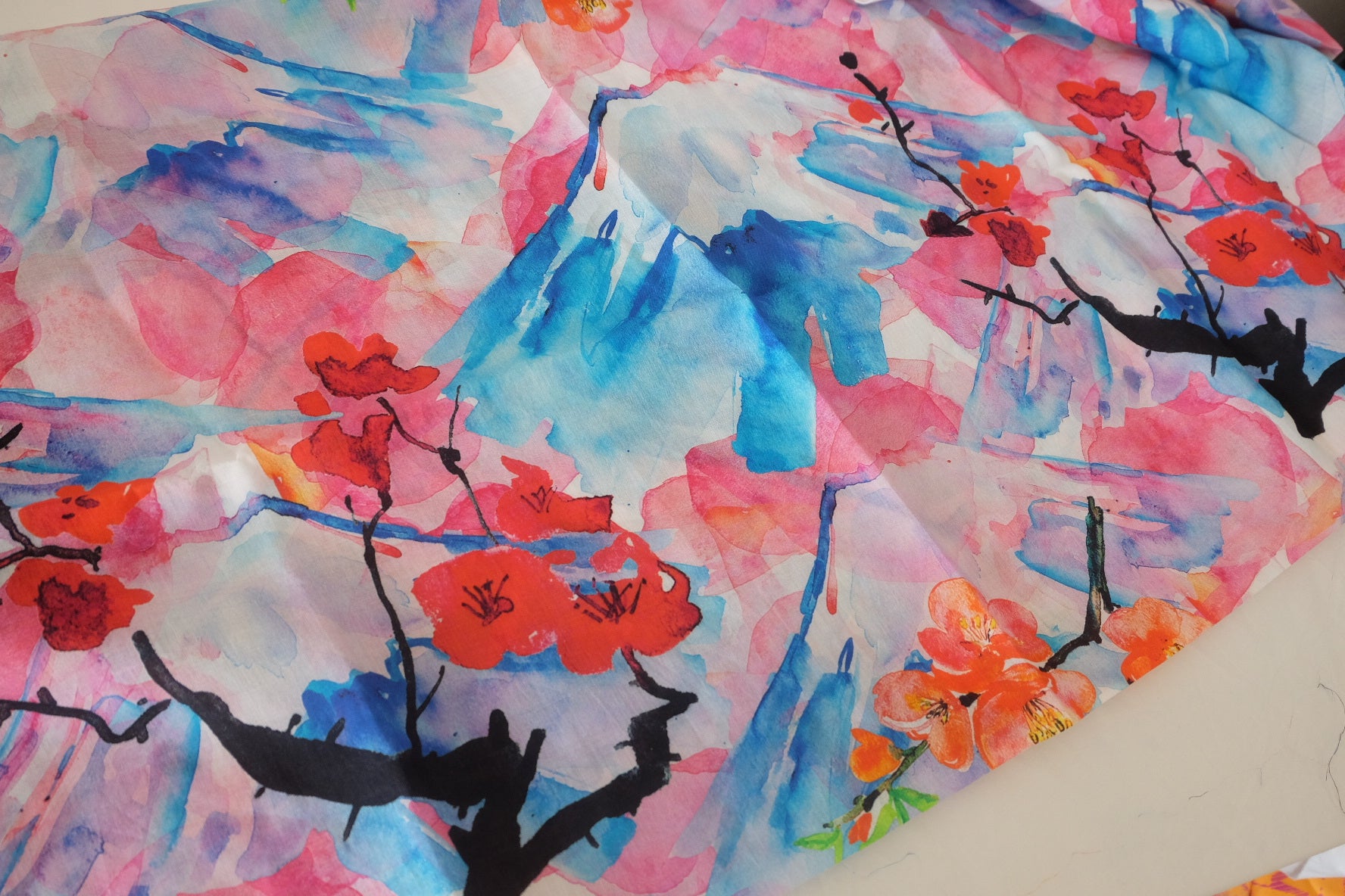 Watercolor Blossom Ramie Fabric – 2.2 yd