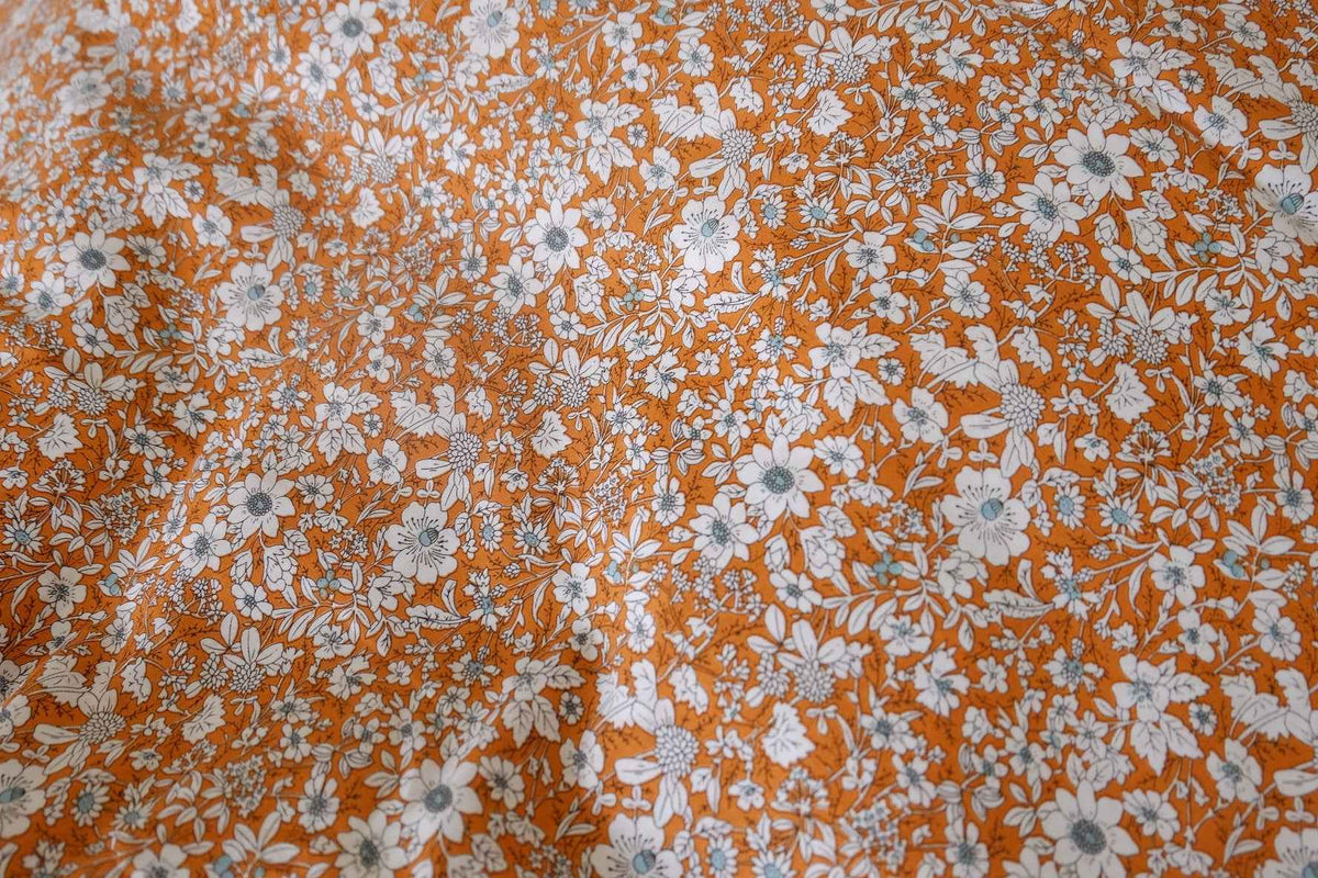 Orange Ditsy Floral Cotton Poplin — 3.3 yd