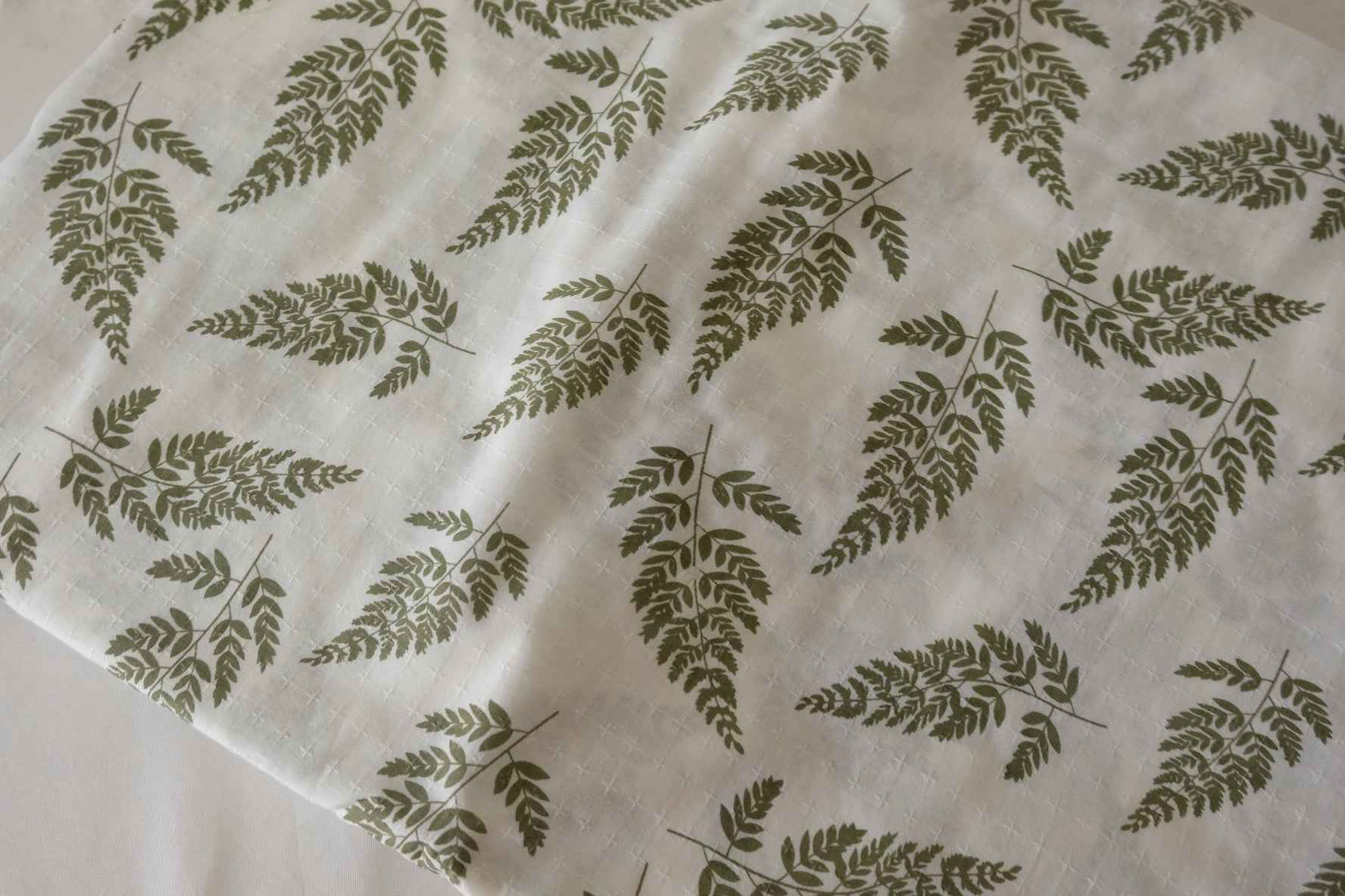 Fern Print Textured Linen Cotton Fabric – 2.2 yd