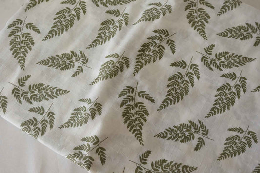 Fern Print Textured Linen Cotton Fabric – 2.2 yd