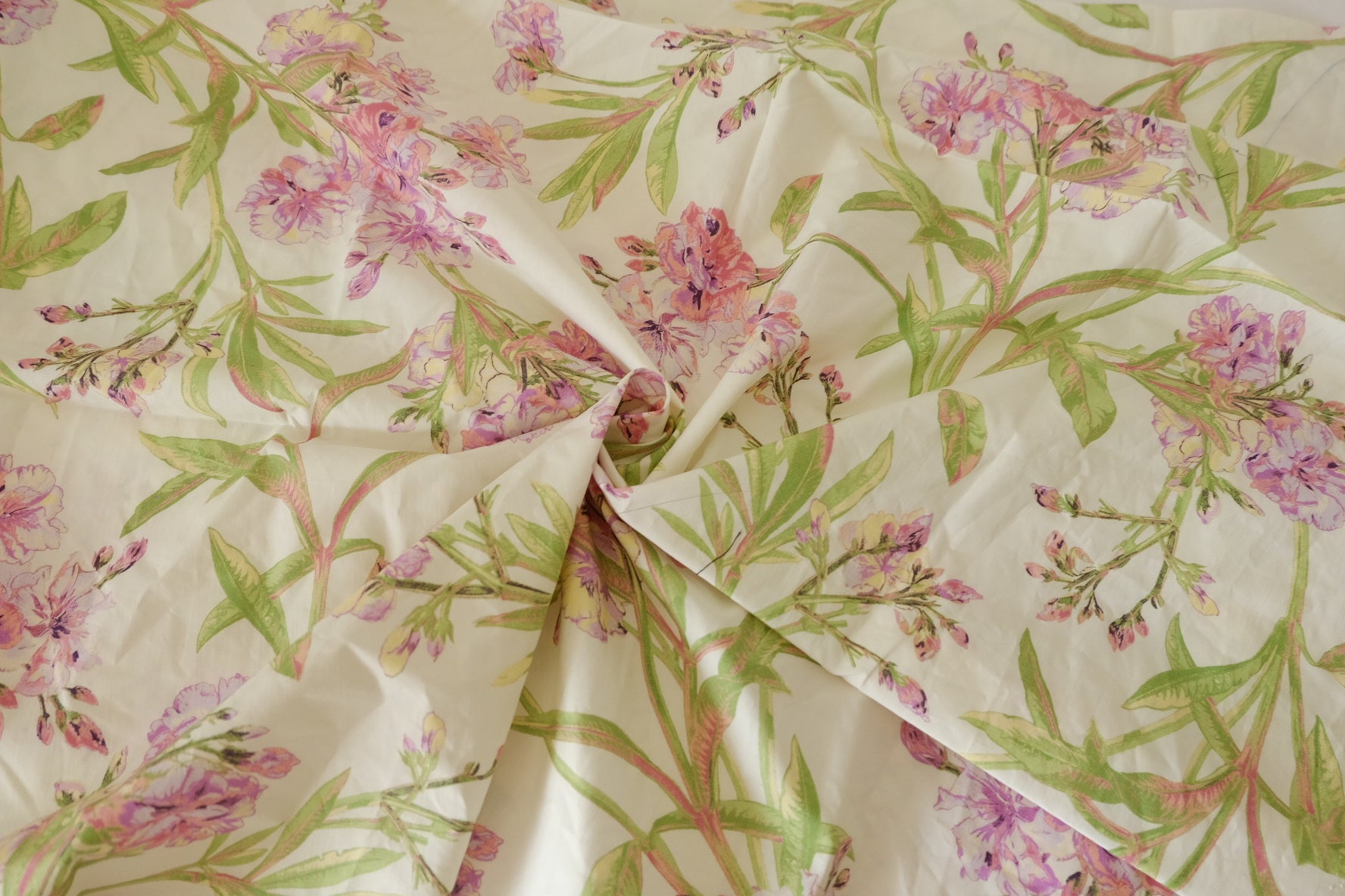Lavender Wildflower Botanical Cotton Poplin Fabric – 60s Cotton Print – 1 yd