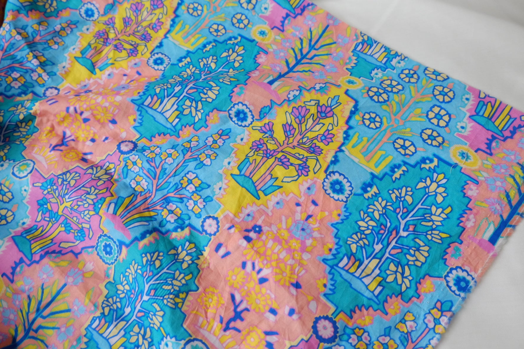 Colorful Folk Garden Cotton Poplin Fabric - 2.19 yd