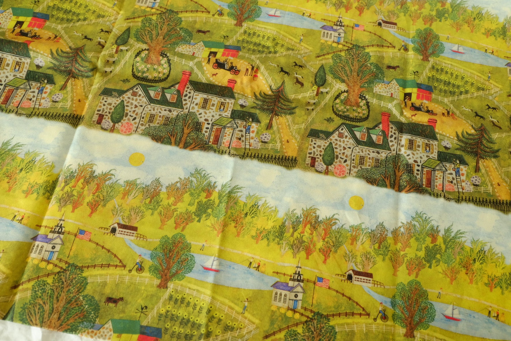 Storybook Country Farm Cotton Canvas Fabric - 1.1 yd
