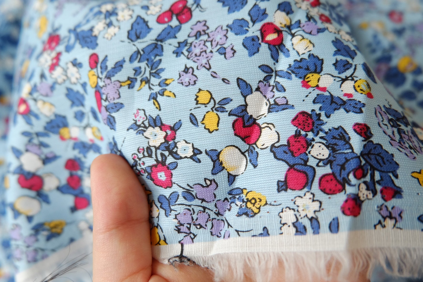 Blue Berry Floral Textured Cotton Fabric for Shirts and Skirts 2.2 Yards