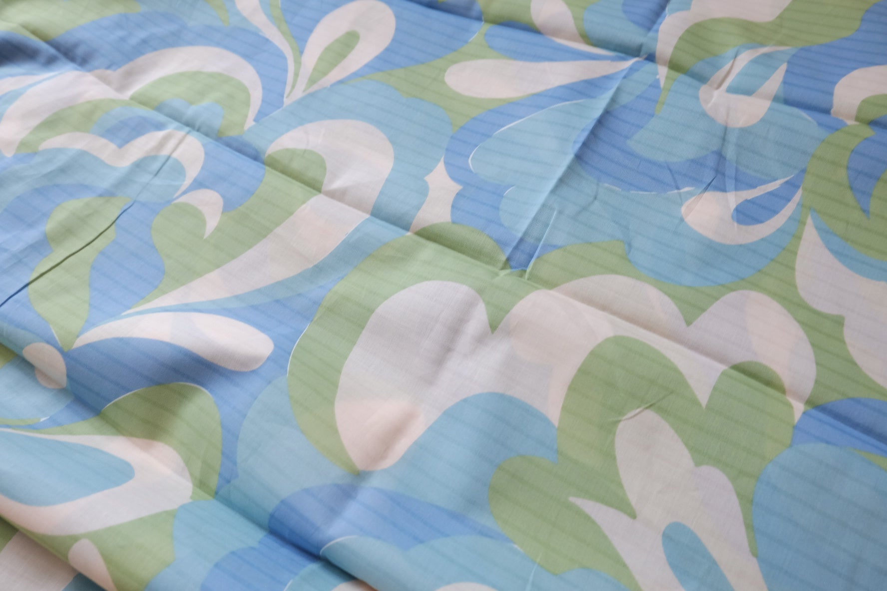 Blue Green Shadow Abstract Print Cotton Lawn — 1.64 yd