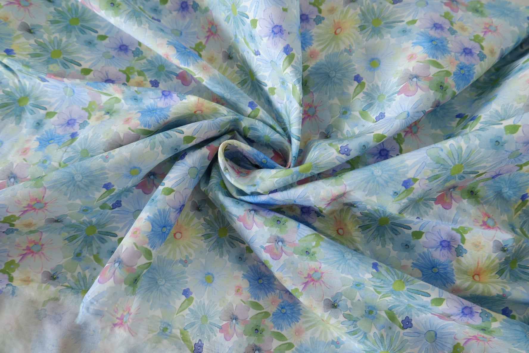 Pink Green Floral Cotton Poplin Fabric – 2.3 yd