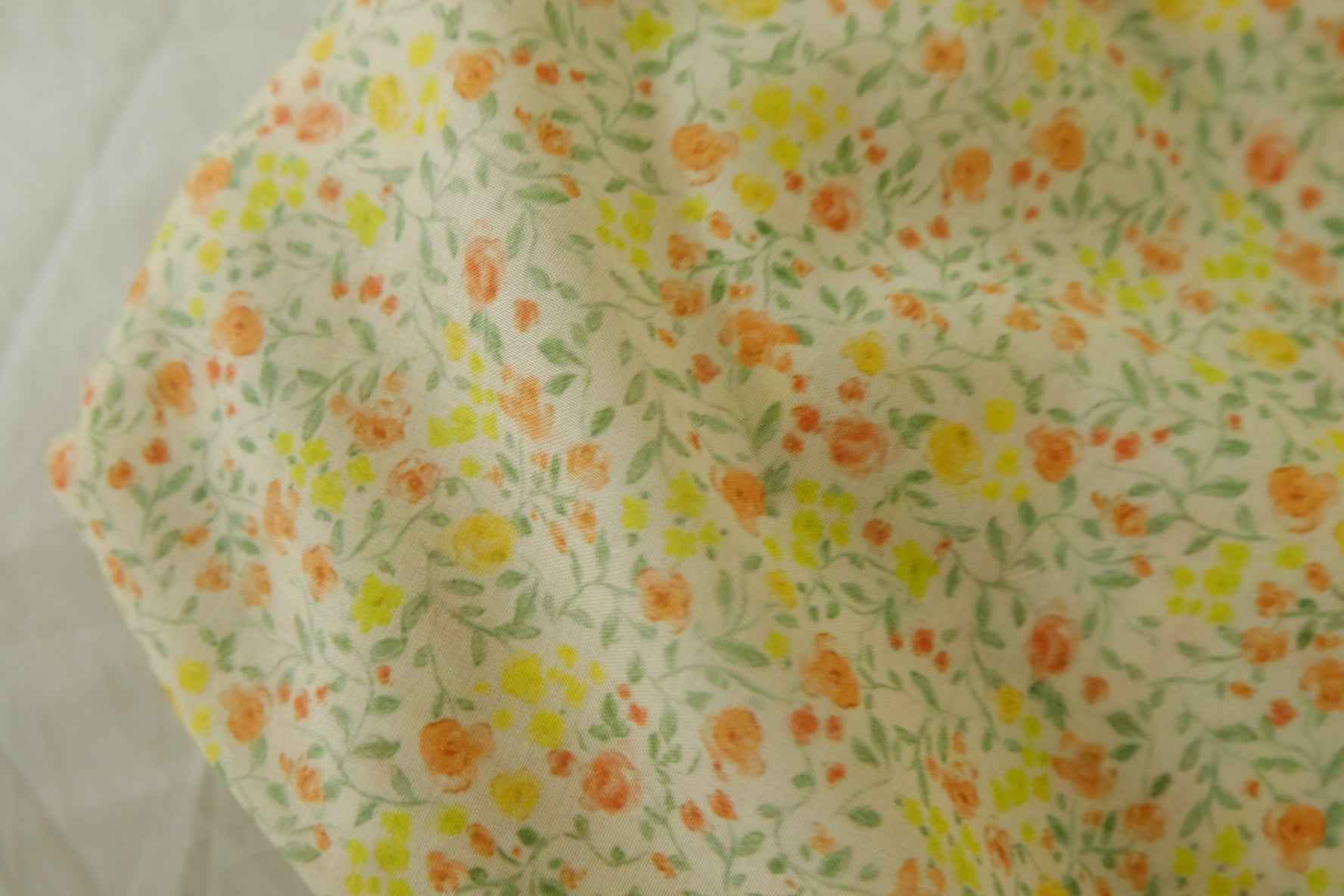 Soft Orange Ditsy Floral 100s Cotton Lawn Fabric - 3.3 yd