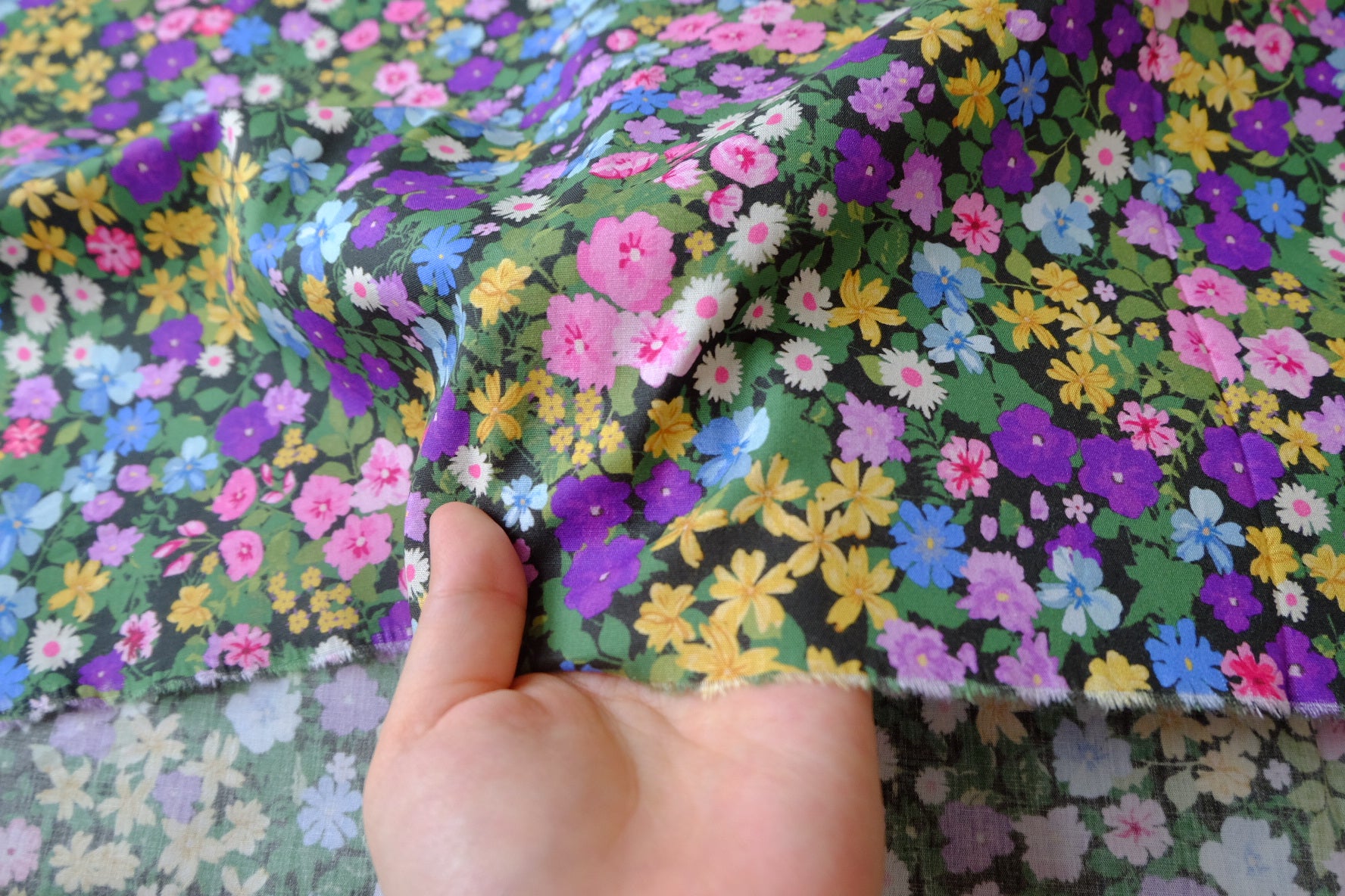 Colorful Meadow Floral Silky Cotton Lawn — 3.28 yd