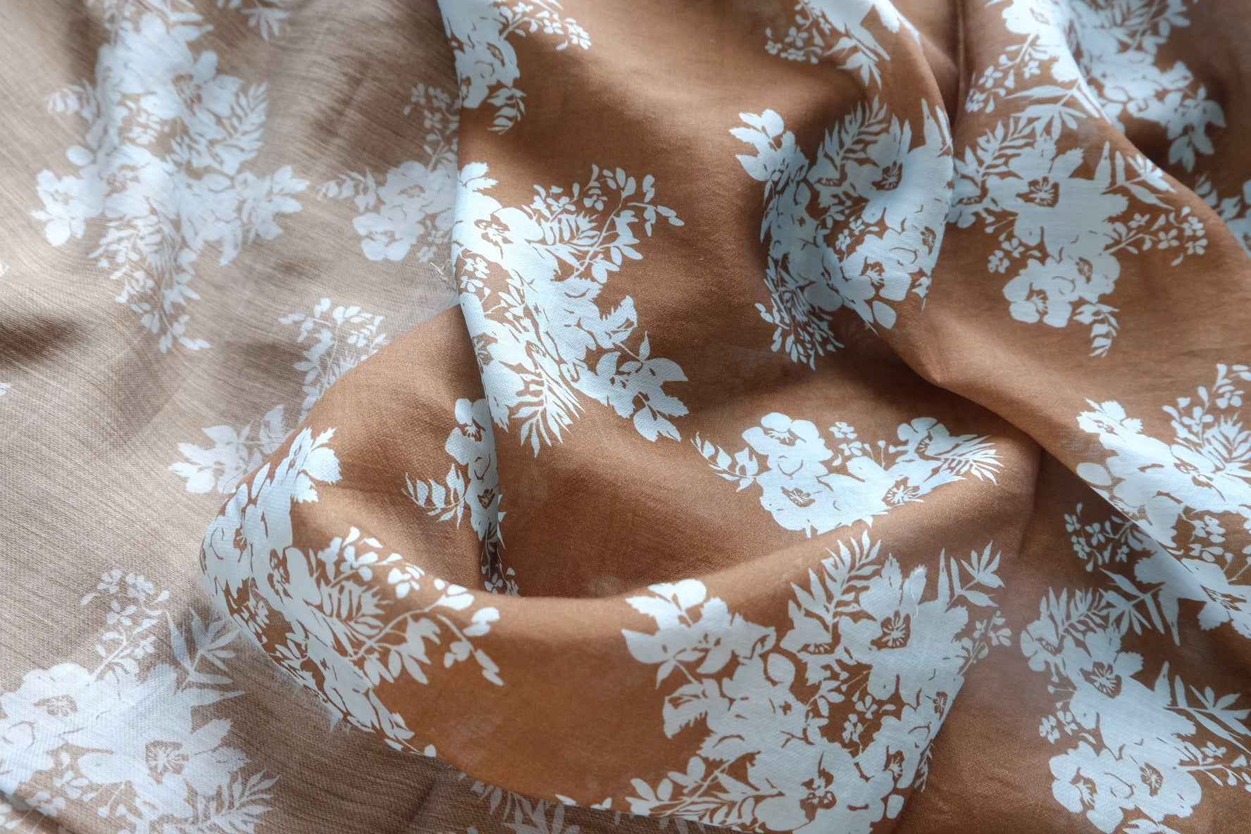 Brown Botanical Tencel Linen Blend Fabric - 2.96 yd